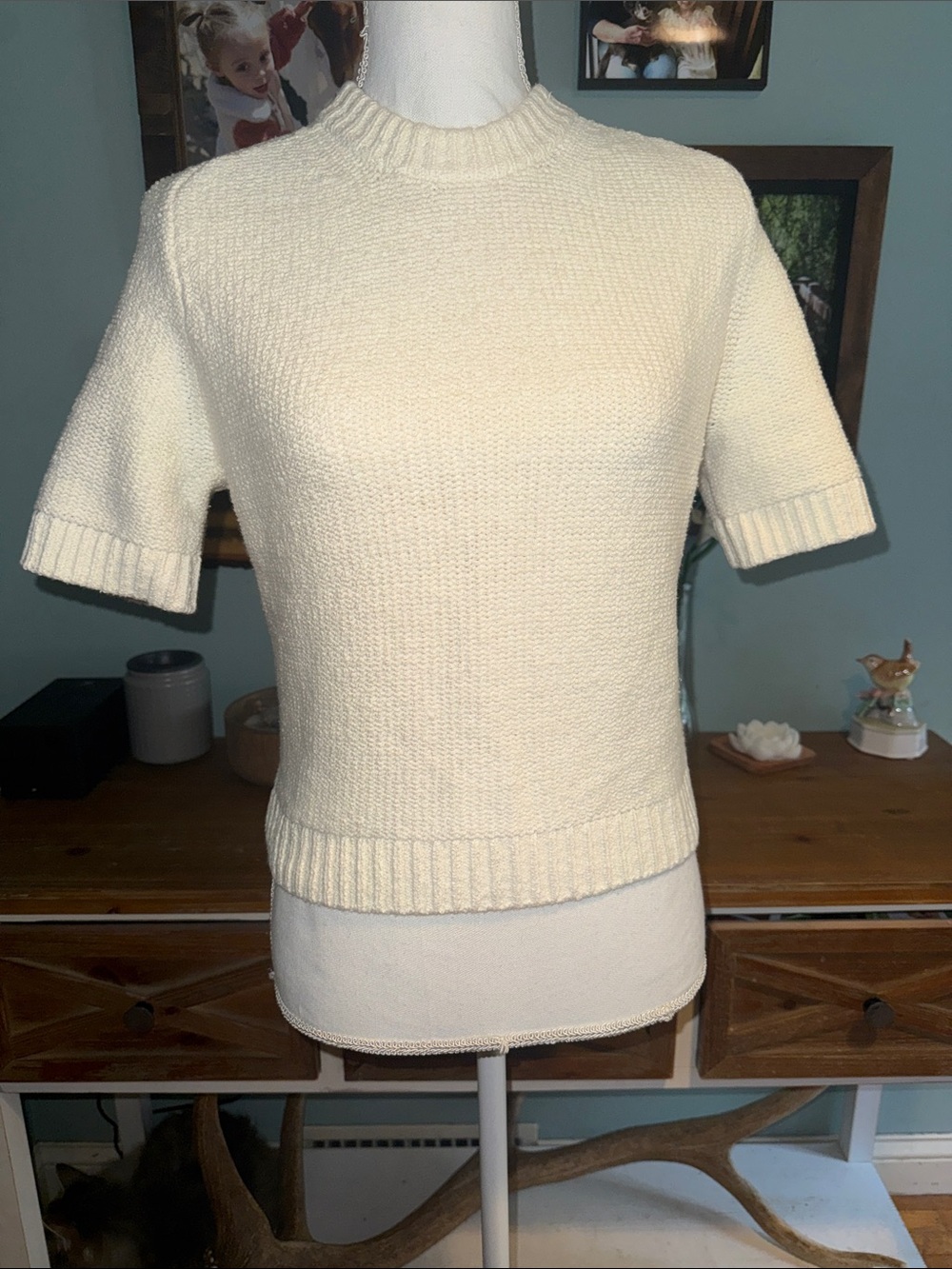Abercrombie Short Sleeve Sweater Cream XXS